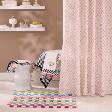 Rosy Check Shower Curtain