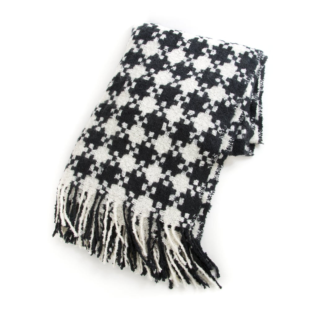 Black & Ivory Houndstooth Throw mackenzie-childs Panama imagen 1