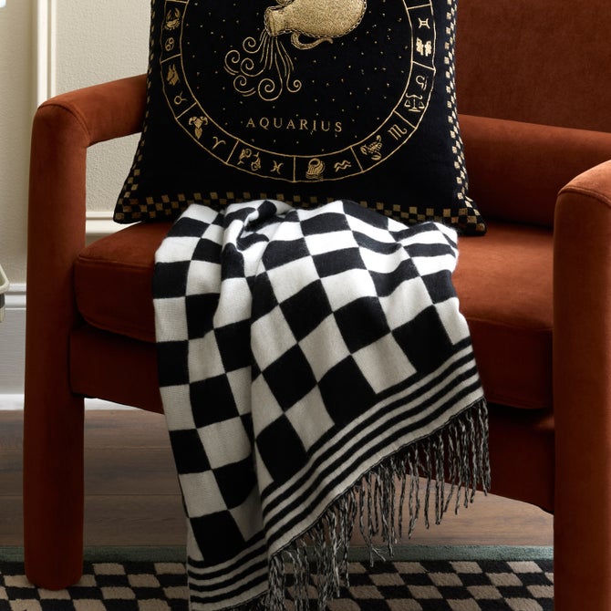 Black & White Check Throw image number 6