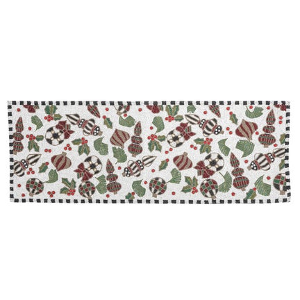 Deck the Halls White Beaded Table Runner