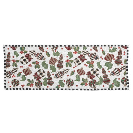 Deck the Halls White Beaded Table Runner