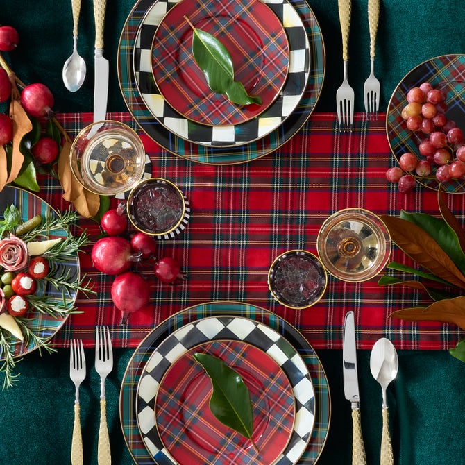 Red Tartan Check Table Runner image number 1