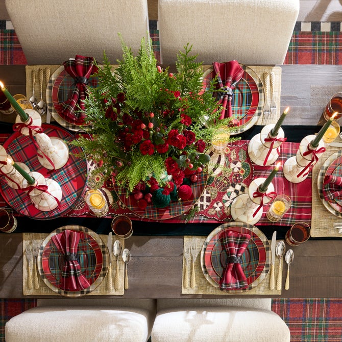 Red Tartan Check Table Runner image number 3