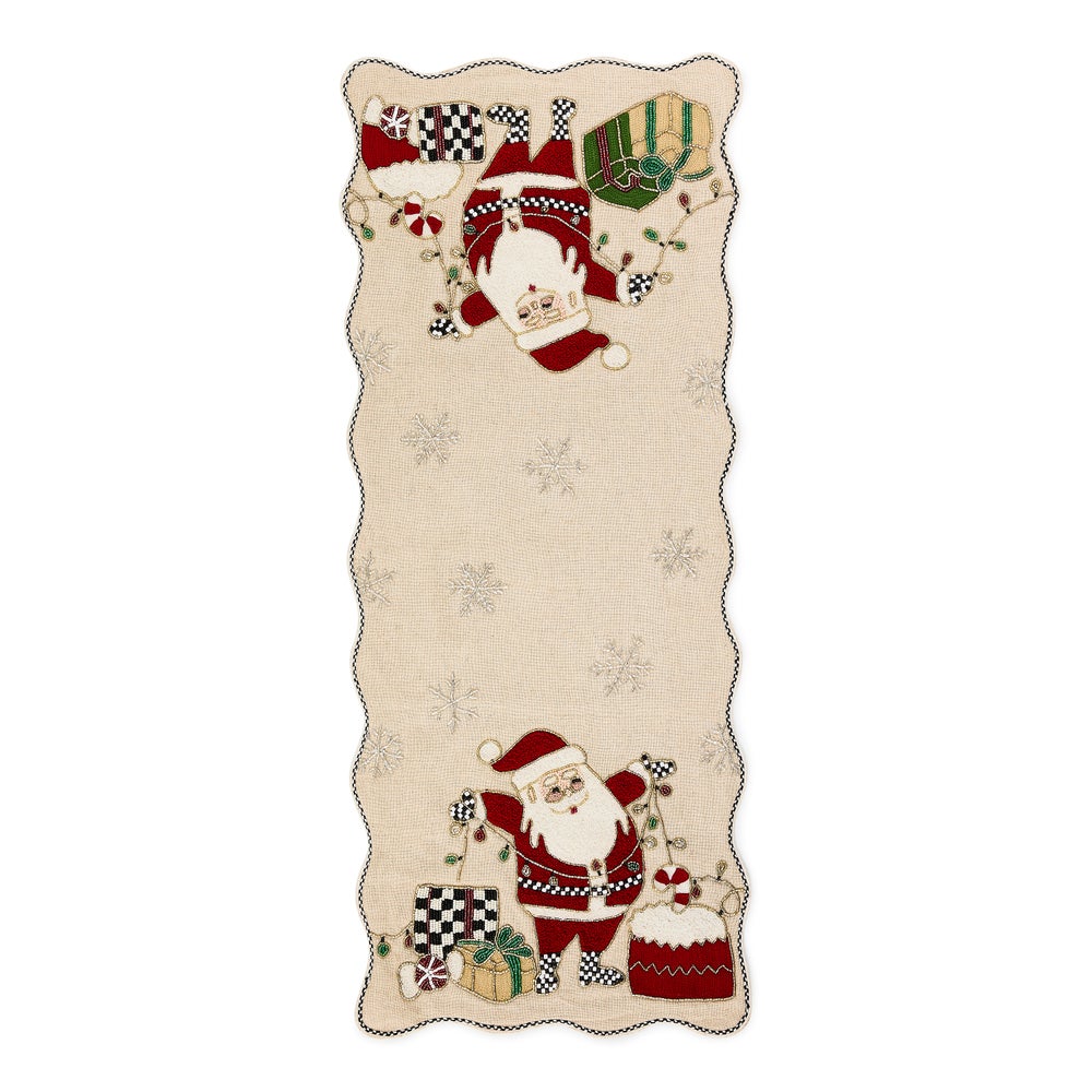 Santa with Tree Lights Beaded Table Runner mackenzie-childs Panama imagen 1 Santa with Tree Lights Beaded Table Runner mackenzie-childs Panama imagen 1