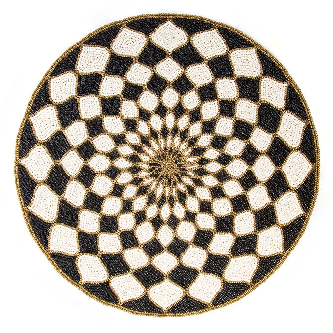 Kaleidoscope Black & Ivory Beaded Placemat image number 0