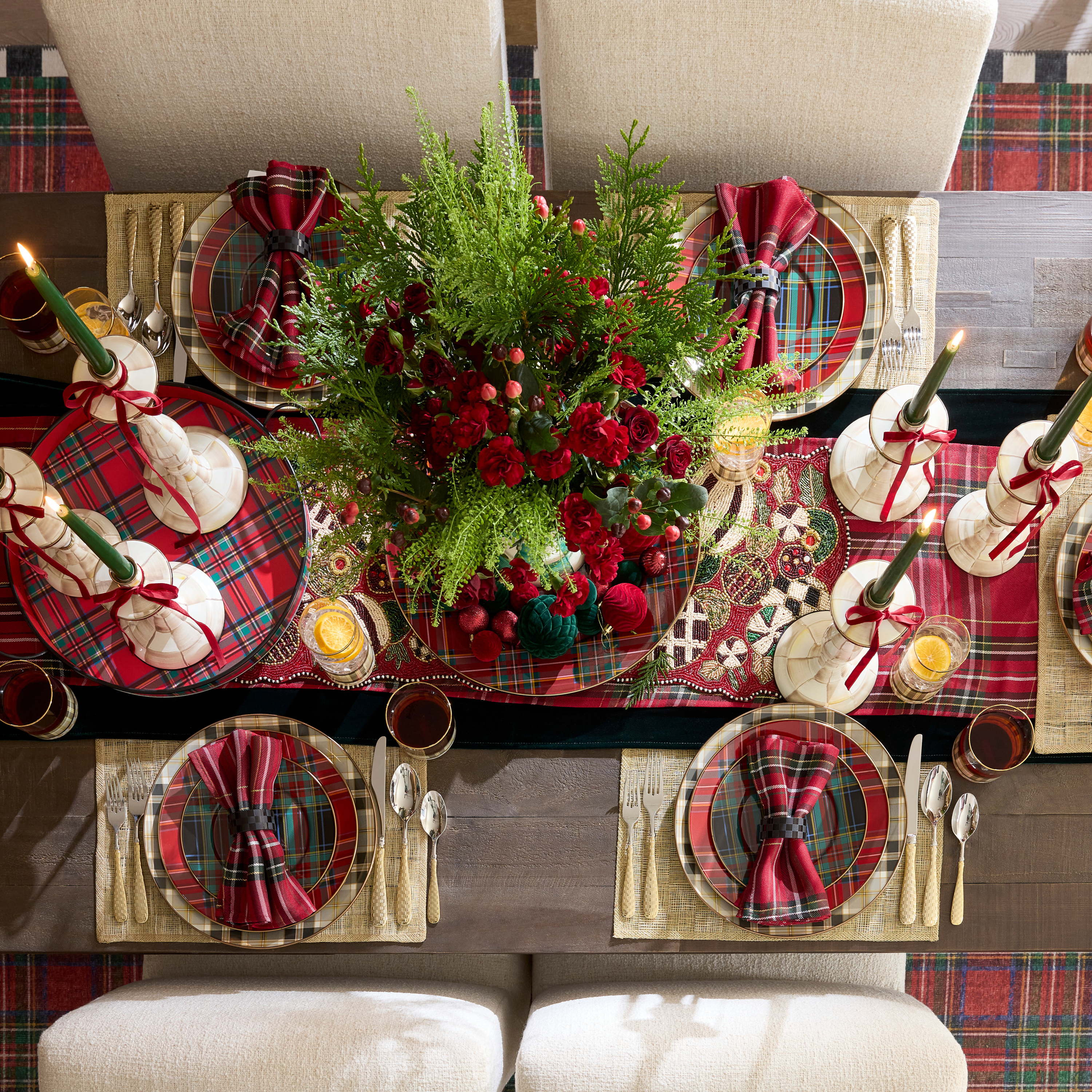 MacKenzie-Childs Jolly Ornaments Table Runner