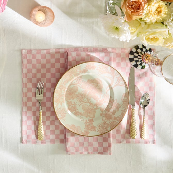 Pink Check Napkin, Set of 4 image number 1