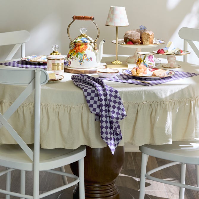 Plum Check Napkin, Set of 4 image number 1