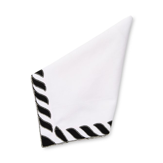 Black and White Rope Border Napkin image number 0