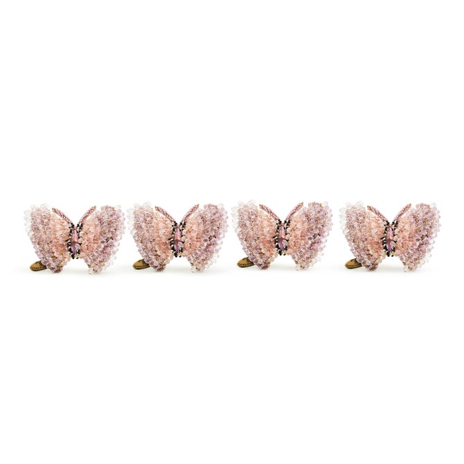Pink Butterfly Hill Napkin Rings, Set of 4 image number 2