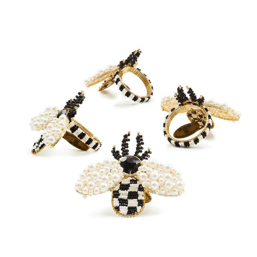Bee Napkin Rings, Set of 4 mackenzie-childs Panama imagen 1 Bee Napkin Rings, Set of 4 mackenzie-childs Panama imagen 1