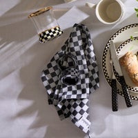 Black Check Napkin Rings, Set of 4