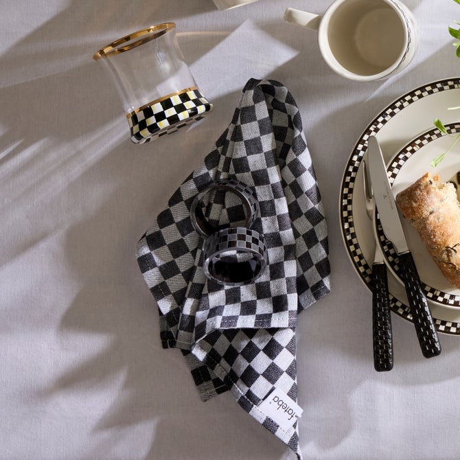 Black Check Napkin Rings, Set of 4 image number 1