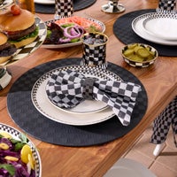 Black Check Napkin Rings, Set of 4