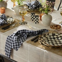 Black Check Napkin Rings, Set of 4