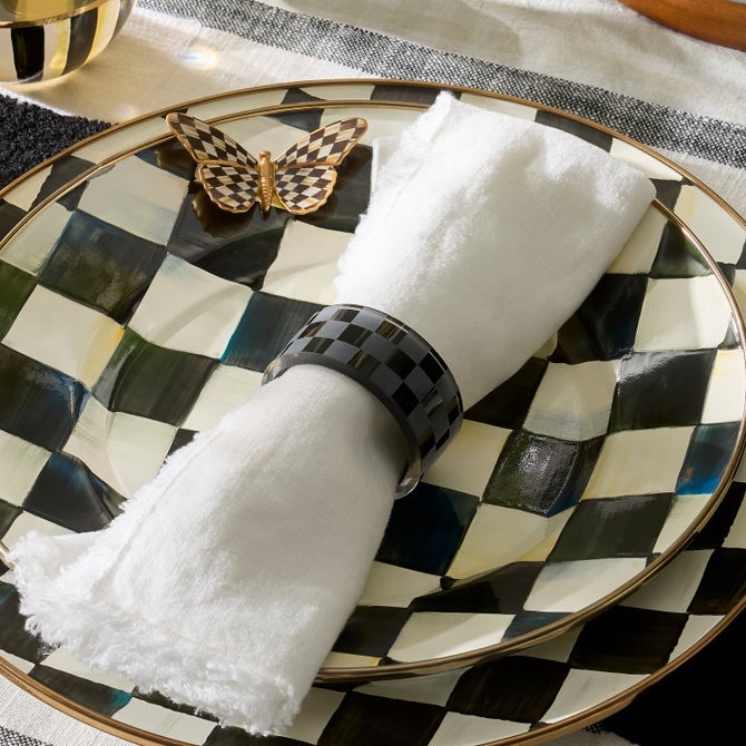 Black Check Napkin Rings, Set of 4 image number 6