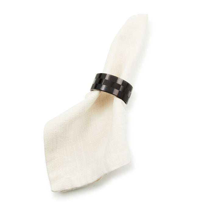 Black Check Napkin Rings, Set of 4 image number 1