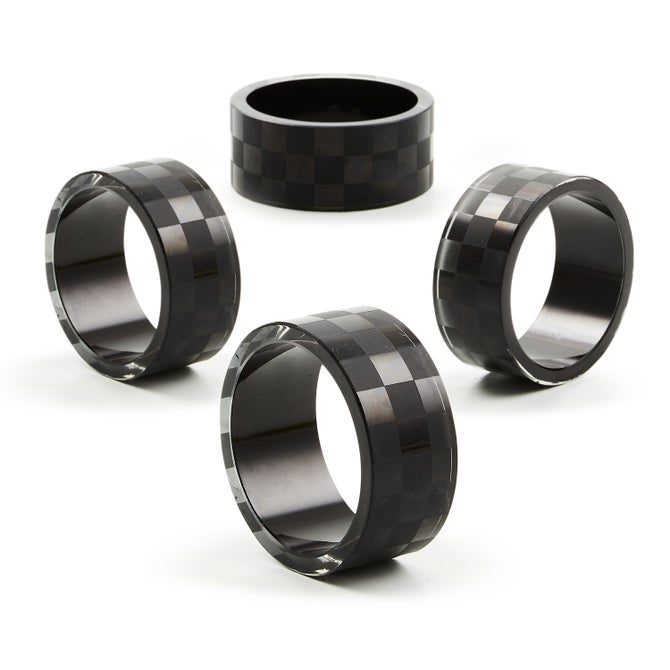 Black Check Napkin Rings, Set of 4 image number 2