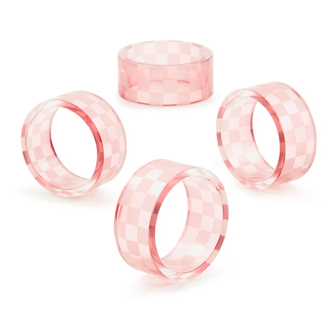 Pink Check Napkin Rings, Set of 4 image number 2