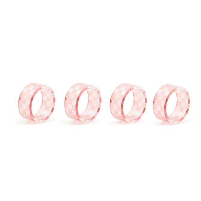 Pink Check Napkin Rings, Set of 4 image number 0