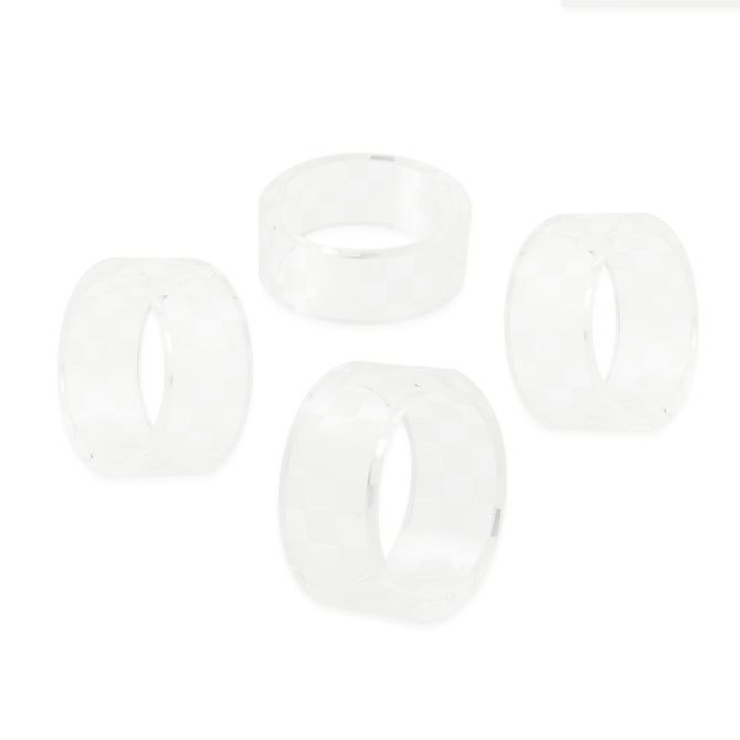 Clear Check Napkin Rings, Set of 4 image number 2