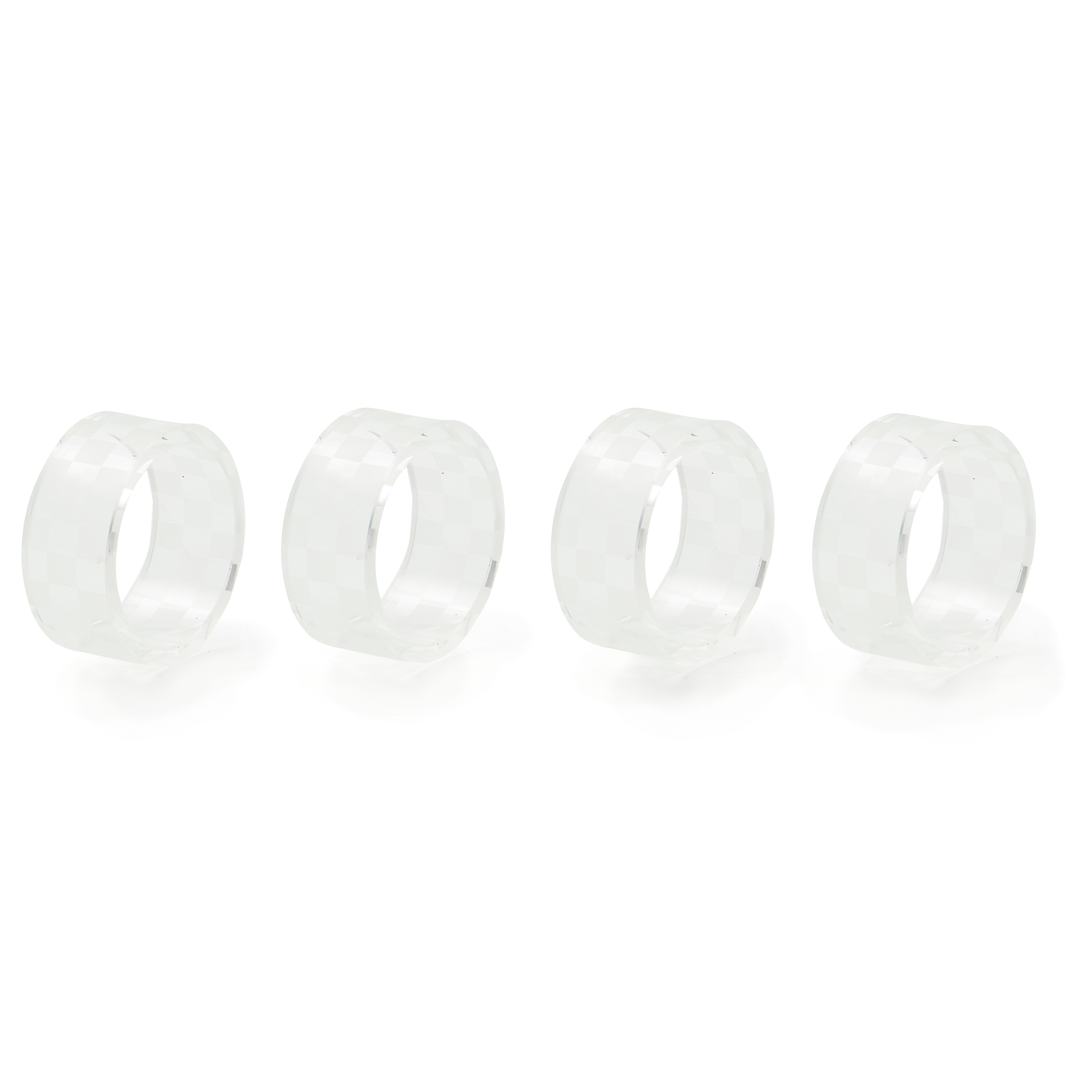 Clear Check Napkin Rings, Set of 4