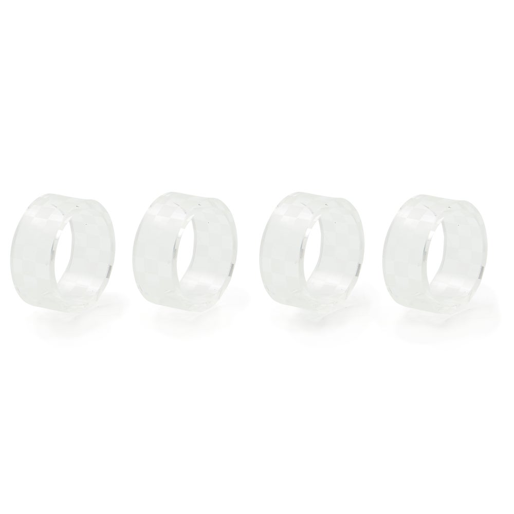 Black Check Napkin Rings, Set of 4 - Clear mackenzie-childs Panama imagen 1