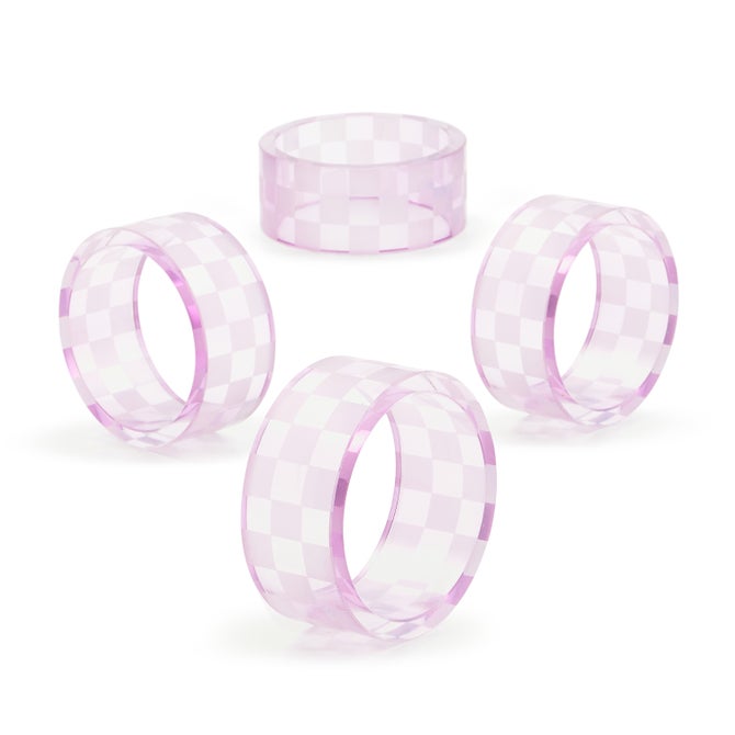 Lavender Check Napkin Rings, Set of 4 image number 2