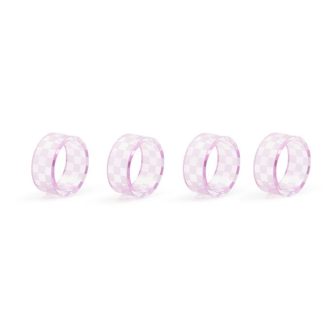 Lavender Check Napkin Rings, Set of 4 image number 0