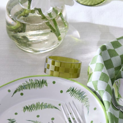 Green Check Napkin Rings, Set of 4