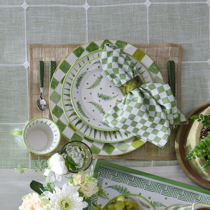 Green Check Napkin Rings, Set of 4 image number 4