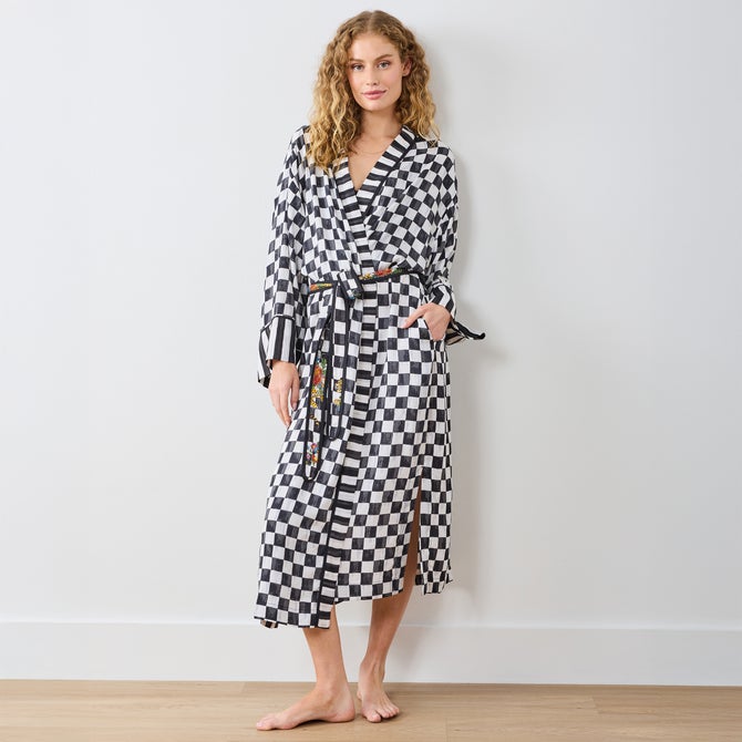 Courtly Flower Market Satin Robe image number 1