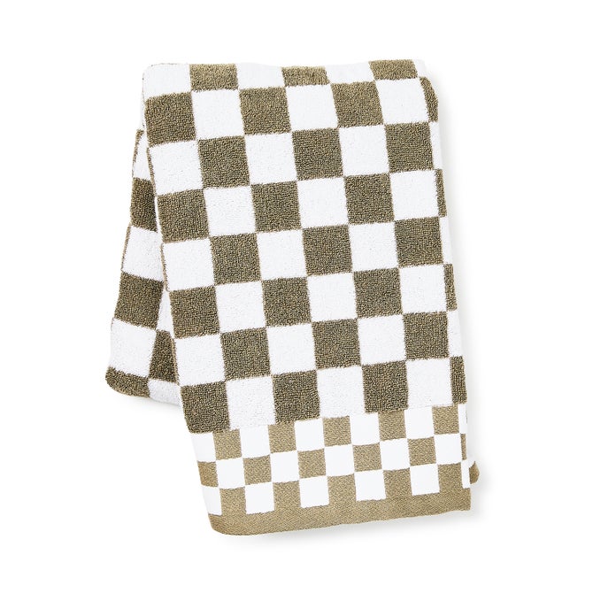 Mocha Check Bath Towel image number 0
