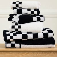 Black Check Bath Towel