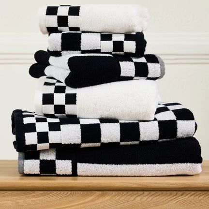 Black Check Bath Towel