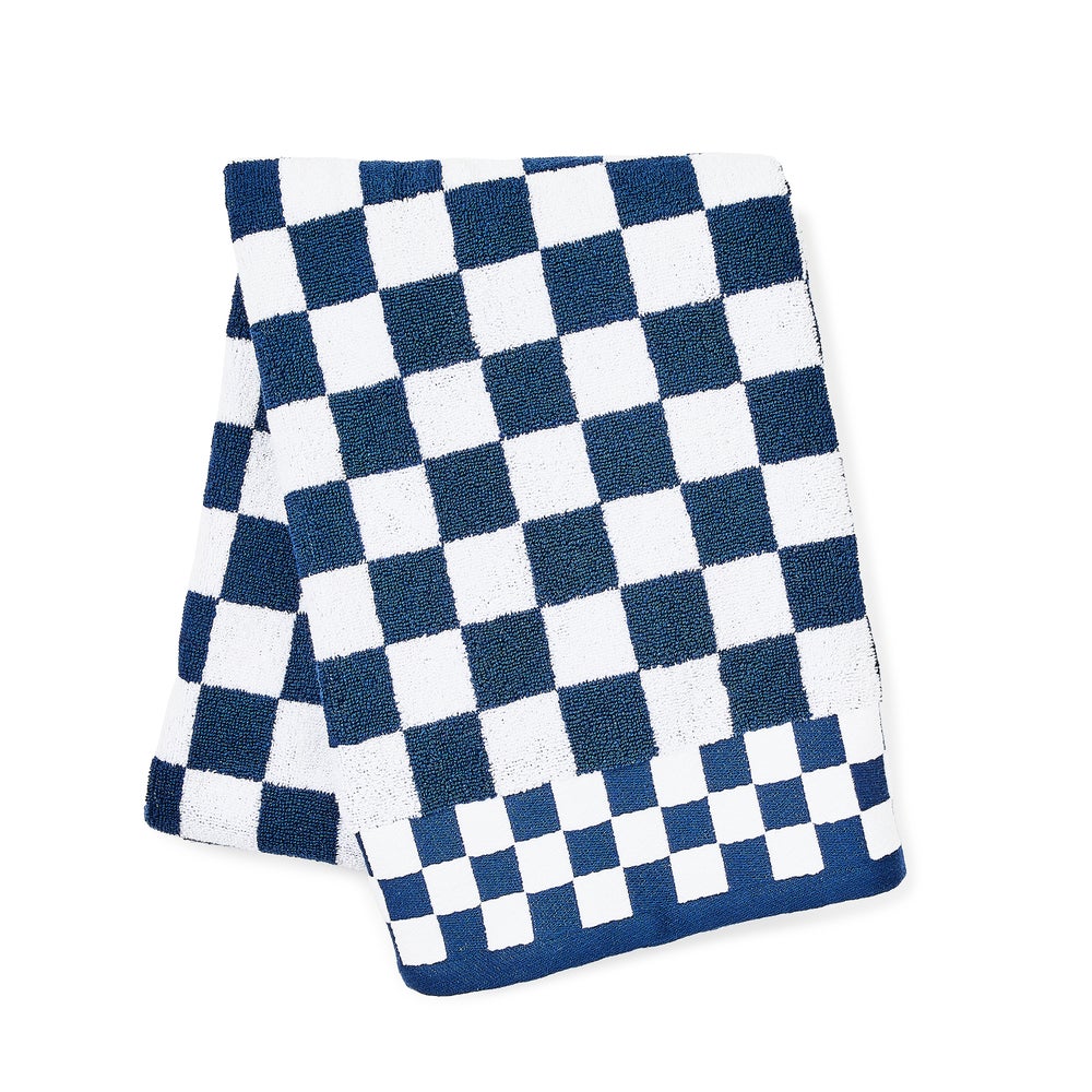 Navy Check Bath Towel mackenzie-childs Panama imagen 1