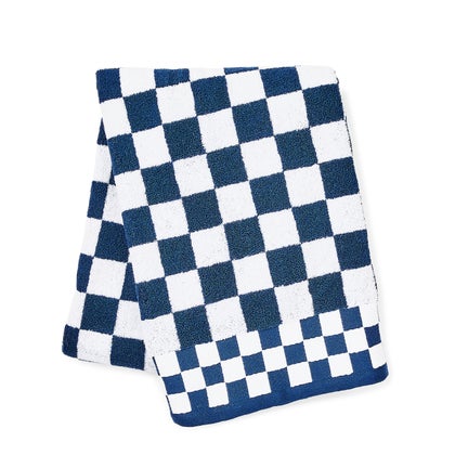 Navy Check Bath Towel