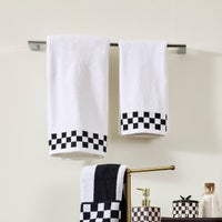 Bath Towel with Black Check Border