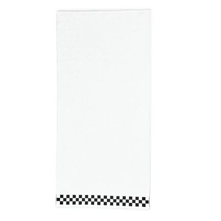 Bath Towel with Black Check Border