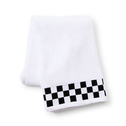 Bath Towel with Black Check Border