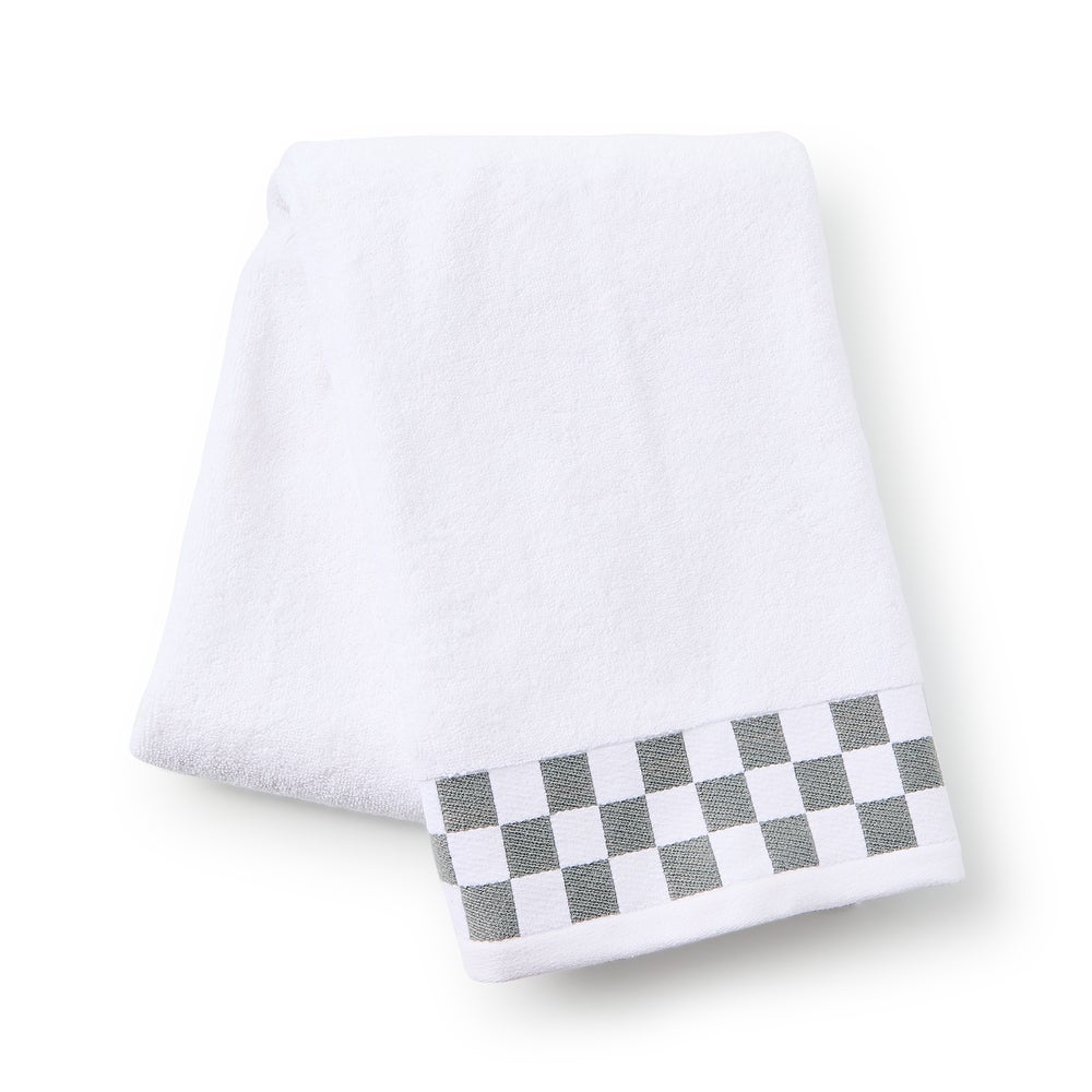 Bath Towel with Grey Check Border mackenzie-childs Panama imagen 1