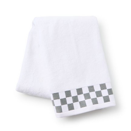 Bath Towel with Grey Check Border