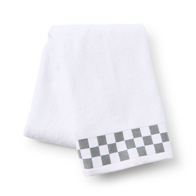 Bath Towel with Grey Check Border image number 0