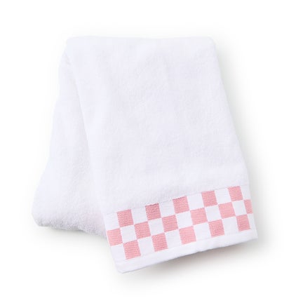 Bath Towel with Rose Check Border