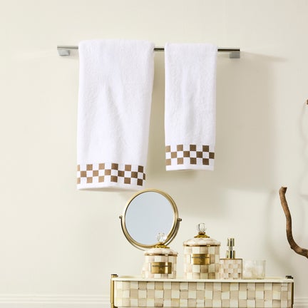 Bath Towel with Mocha Check Border
