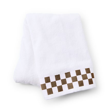 Bath Towel with Mocha Check Border