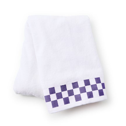 Bath Towel with Plum Check Border