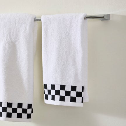 Hand Towel with Black Check Border
