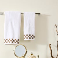 Hand Towel with Mocha Check Border
