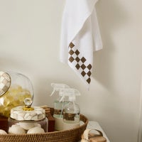 Hand Towel with Mocha Check Border